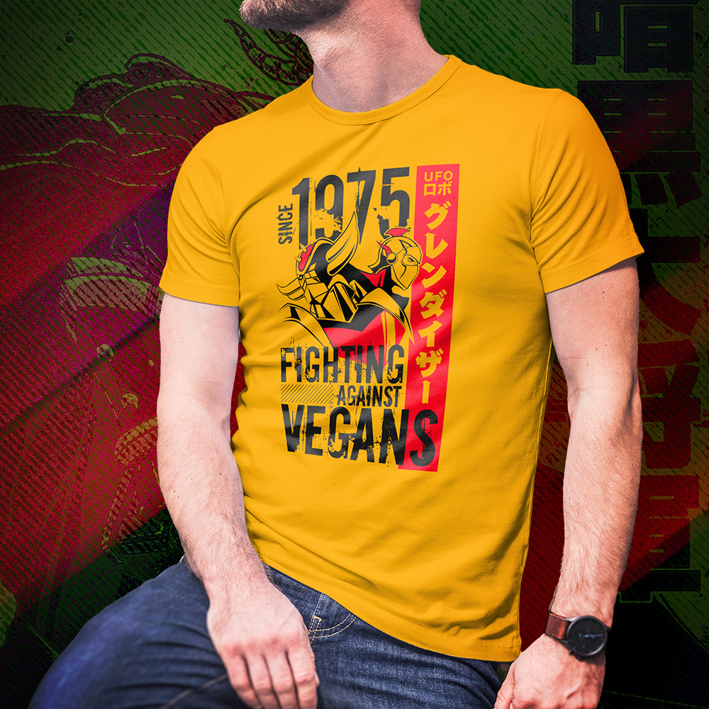 Eco Tshirt | Grendizer Vegan <i class="fa fa-leaf" style="color:#02b620;"></i> - Image 3