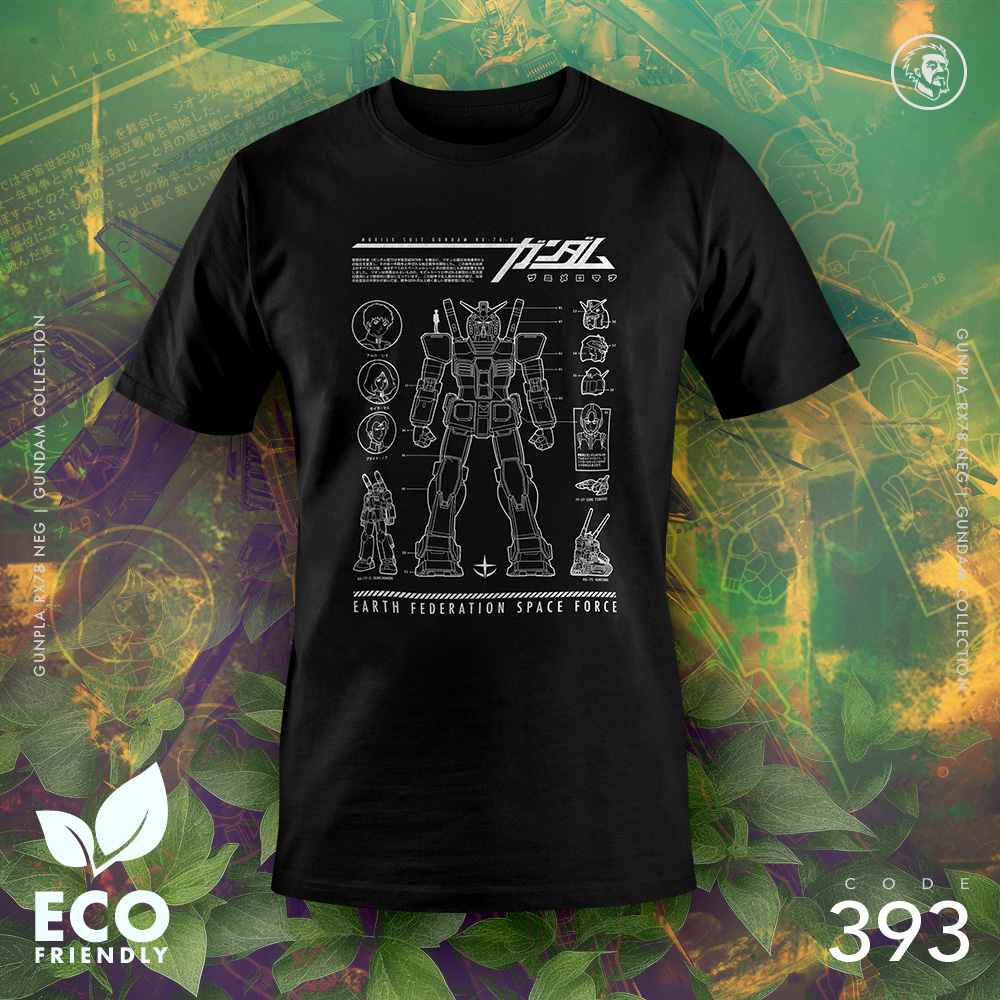 Eco Tshirt | Gunpla RX78 Neg <i class="fa fa-leaf" style="color:#02b620;"></i>