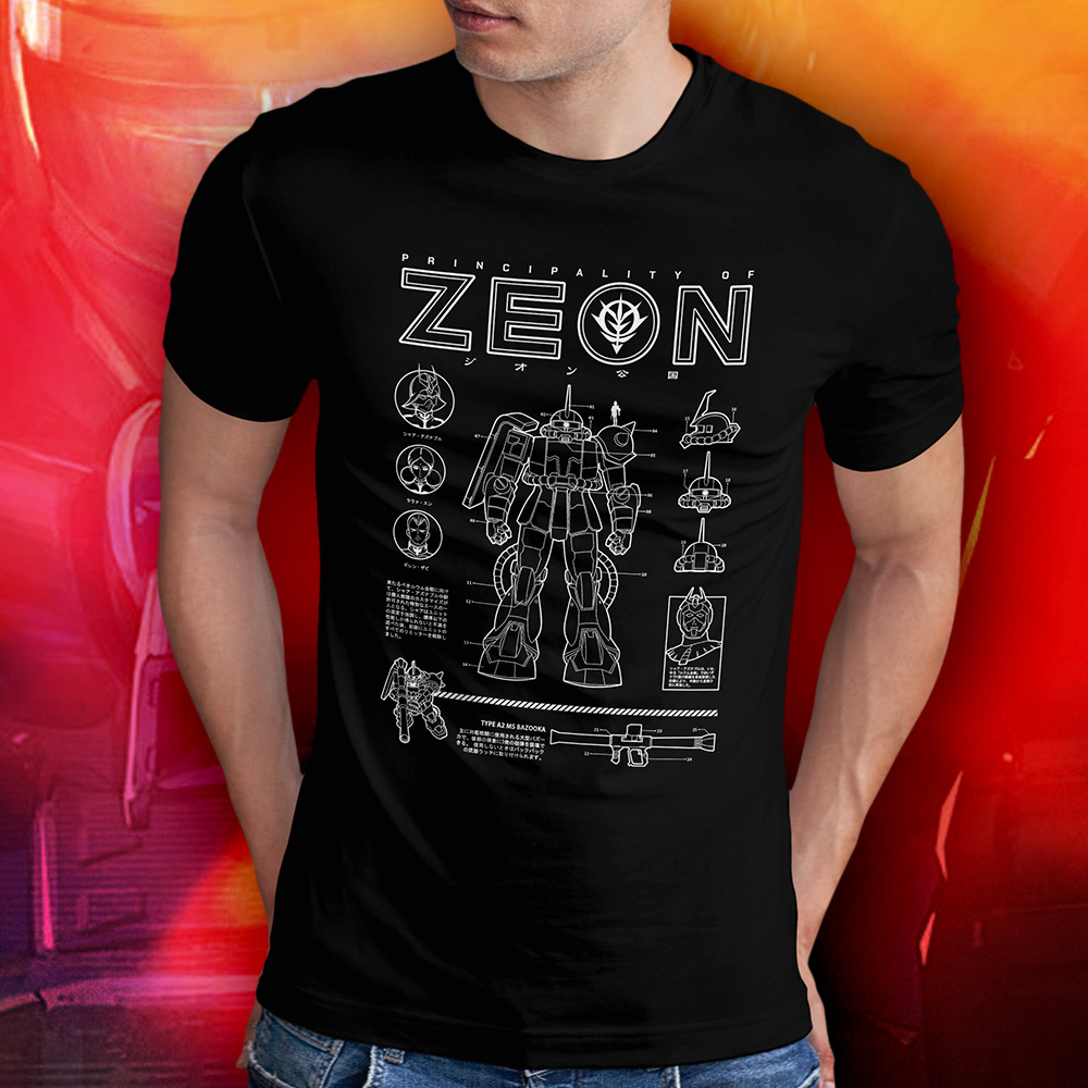 Eco Tshirt | Gunpla Zaku Neg <i class="fa fa-leaf" style="color:#02b620;"></i> - Image 3