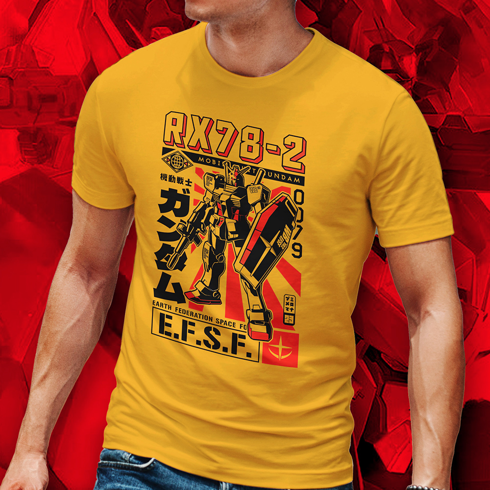 Eco Tshirt | EFSF Retro Gundam <i class="fa fa-leaf" style="color:#02b620;"></i> - Image 3