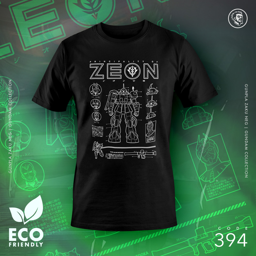 Eco Tshirt | Gunpla Zaku Neg <i class="fa fa-leaf" style="color:#02b620;"></i>
