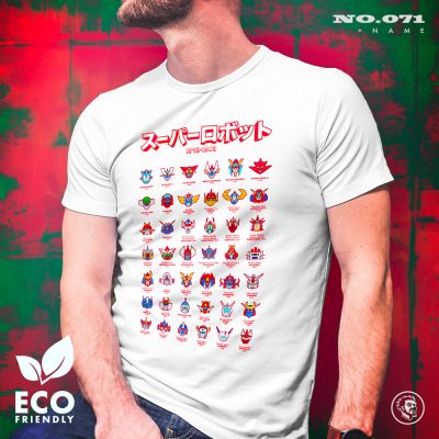 Eco Tshirt | 70s Robot + Names <i class="fa fa-leaf" style="color:#02b620;"></i>